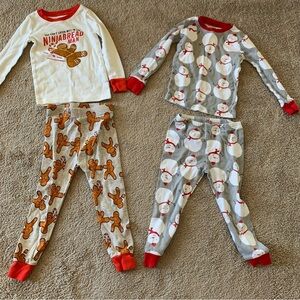 Kids Pajama Set with Red and Gray Patterns . Holiday pajamas .